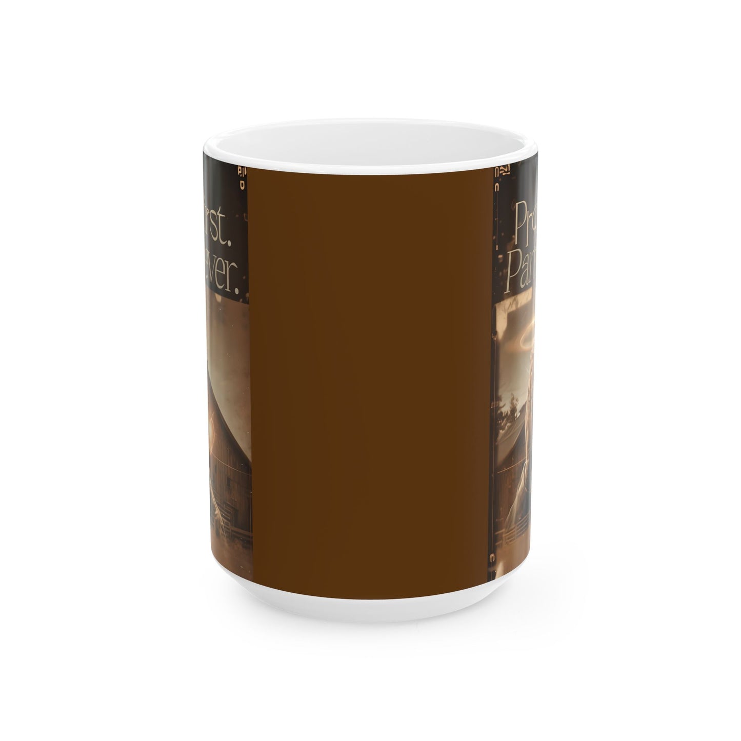 Pray First, Panic Never Ceramic Mug - Perfect Gift for Coffee Lovers, Birthday, Housewarming, Holiday, Mug with Text, Inspirational Mug