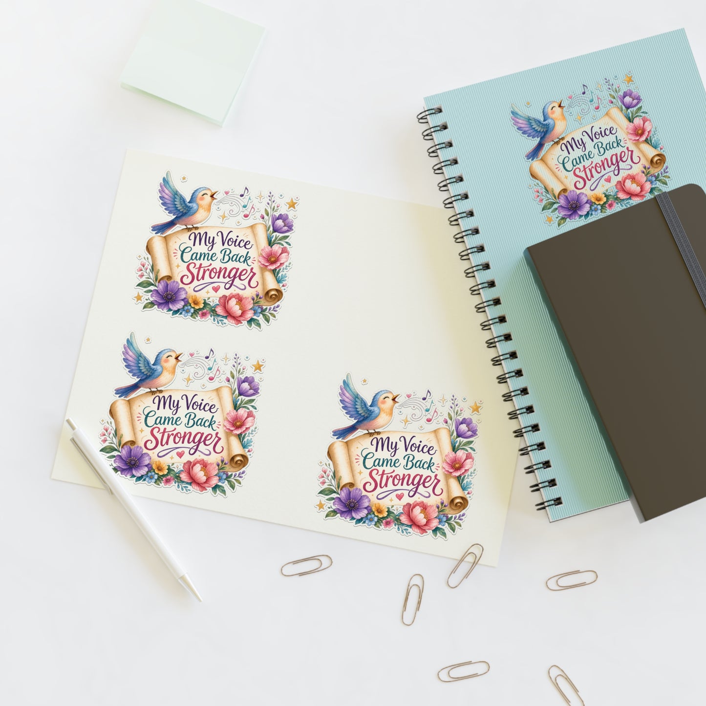 My Voice Came Back Stronger Sticker Sheet | Floral Hummingbird Inspirational