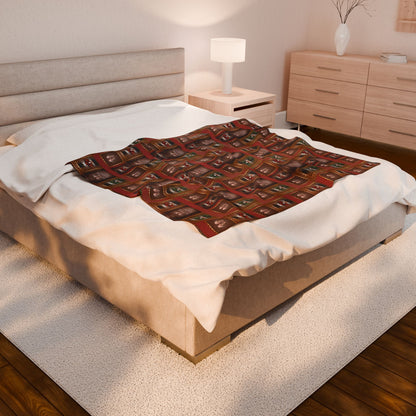 Nutcracker Pattern Velveteen Blanket | Holiday Toy Soldier Plaid