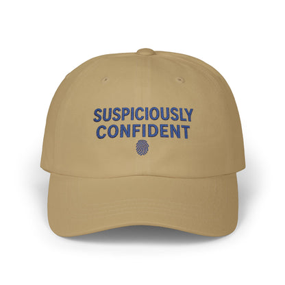 Suspiciously Confident Dad Cap | Embroidered Text, Fingerprint Accent