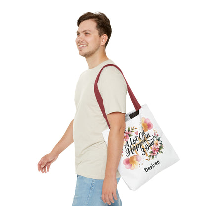 A Lot Can Happen in 3 Days Easter Faith Tote Bag | Floral Script Personalized Name