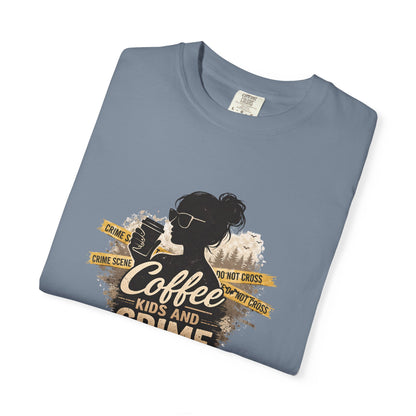 Coffee Kids and Crime Podcast Mom T-Shirt | Coffee Mug Silhouette Tee