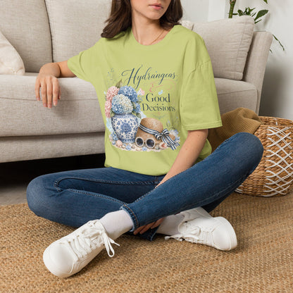 Hydrangeas & Good Decisions T-Shirt | Floral Hydrangea Design