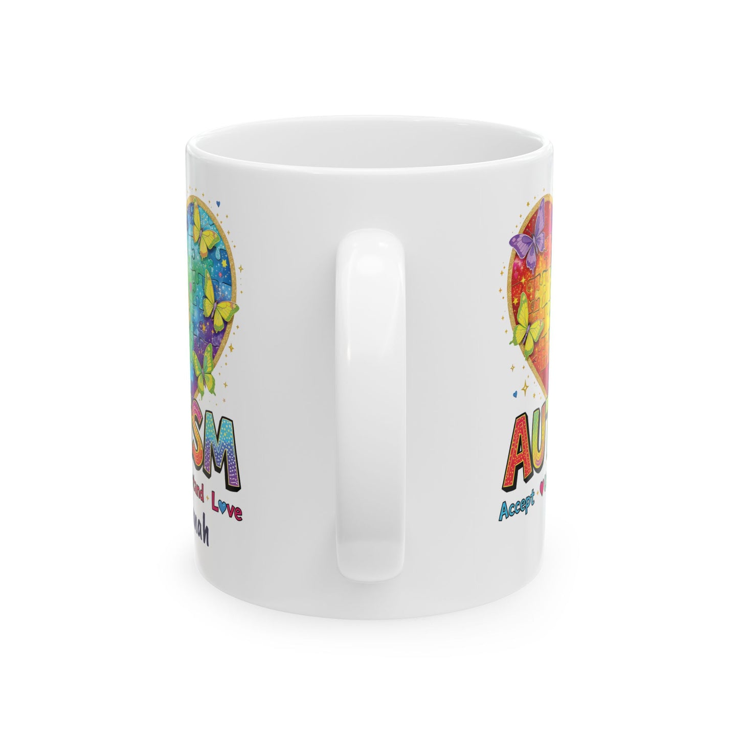 Autism Awareness Rainbow Heart Mug | Ceramic Coffee Cup