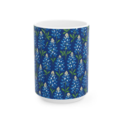 Texas Bluebonnet Ceramic Mug, Floral Pattern Coffee Cup, Southwestern Drinkware, Botanical Tea Mug, Gift for Gardeners, Home Decor