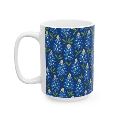 Texas Bluebonnet Ceramic Mug, Floral Pattern Coffee Cup, Southwestern Drinkware, Botanical Tea Mug, Gift for Gardeners, Home Decor