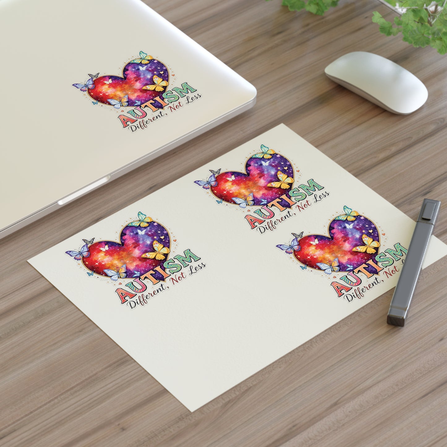 Autism Different Not Less sticker sheets | Heart puzzle butterfly design