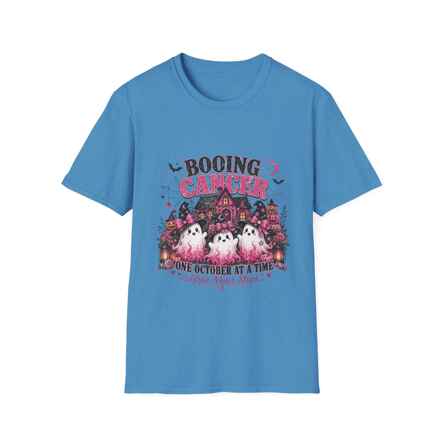 Booing Cancer T-Shirt | Halloween Haunted House, Ghosts, Pink Ribbon Awareness