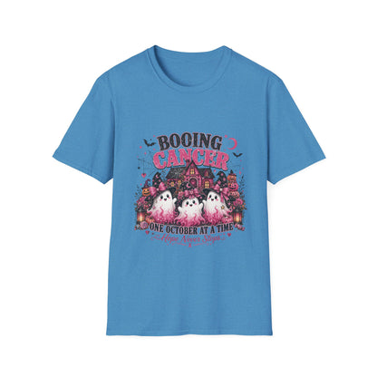 Booing Cancer T-Shirt | Halloween Haunted House, Ghosts, Pink Ribbon Awareness