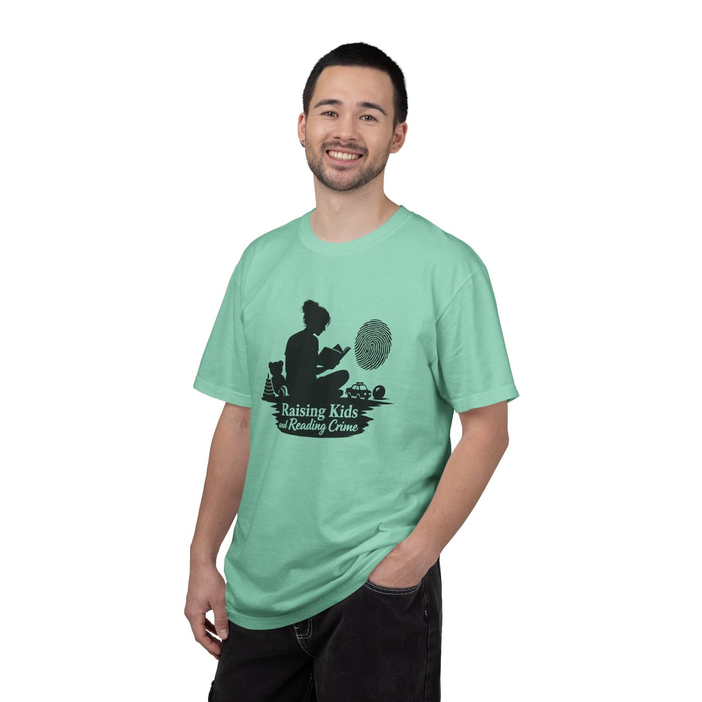 Raising Kids and Reading Crime T-shirt | Mom Reader Detective Design