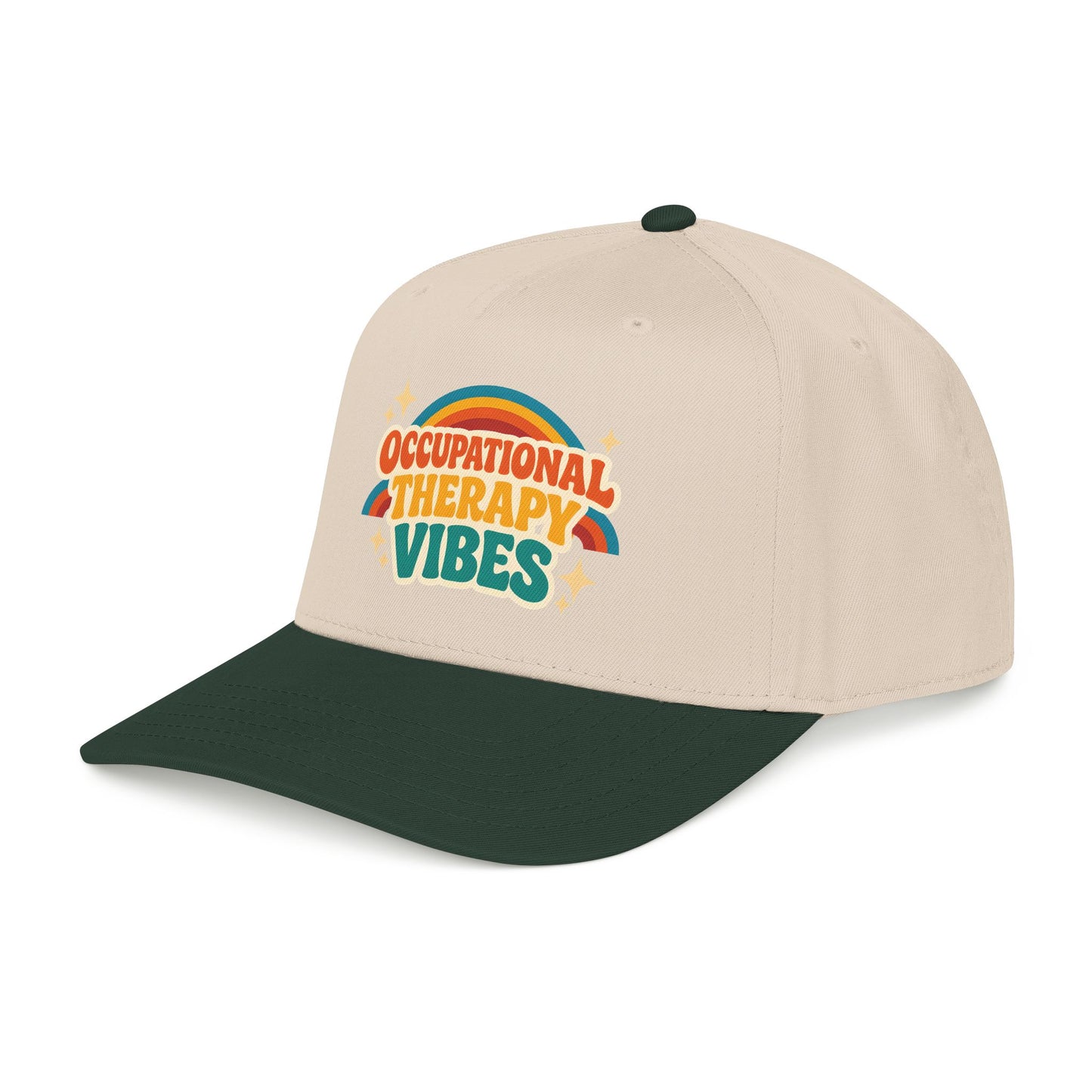 Occupational Therapy Vibes Cap | Retro Rainbow Mid Profile Baseball Cap