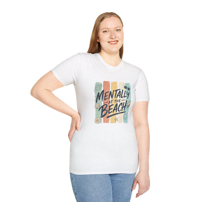 Mentally at the Beach T-Shirt | Retro Stripes, Sunglasses & Seashells