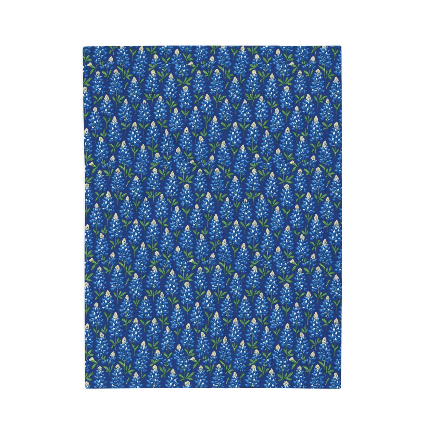 Velveteen Plush Blanket - Texas Bluebonnet Navy Blanket, Warm Cozy Throw, Home Decor Accent, Gift for Her, Floral Pattern Bedding, Soft Sofa