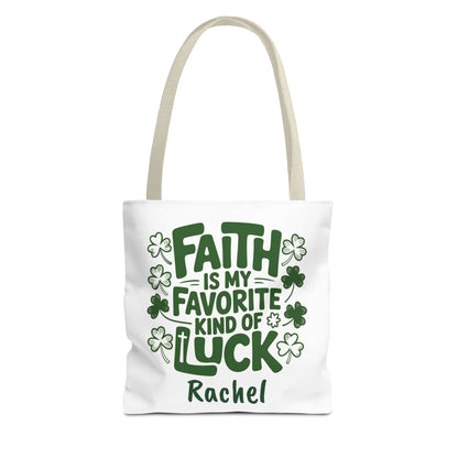 Faith Is My Favorite Kind Of Luck Tote | St. Patrick Shamrock Tote