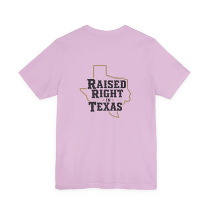 Raised Right in Texas T-Shirt | Texas Outline, Typographic Western Design