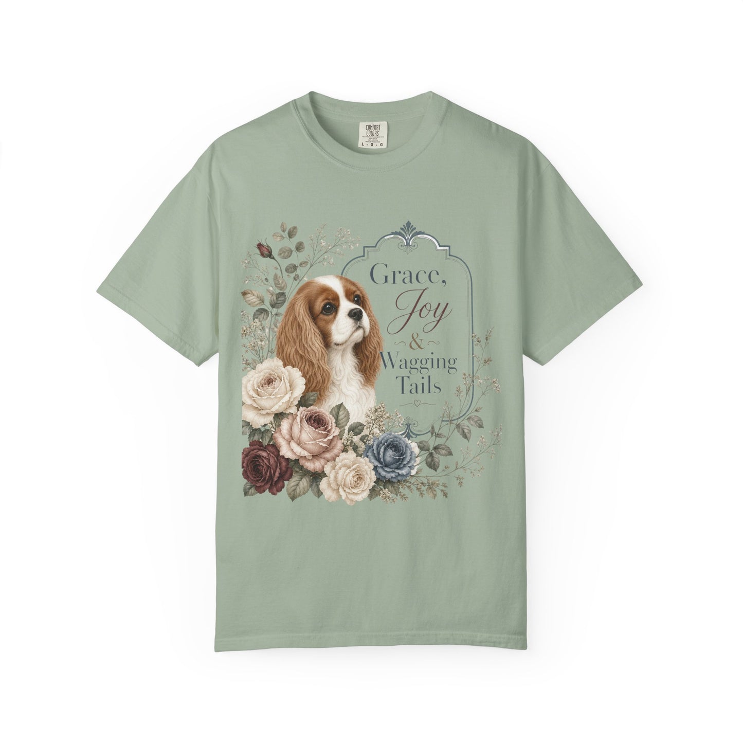 Cavalier King Charles Spaniel floral portrait T-shirt | Grace Joy Wagging Tails