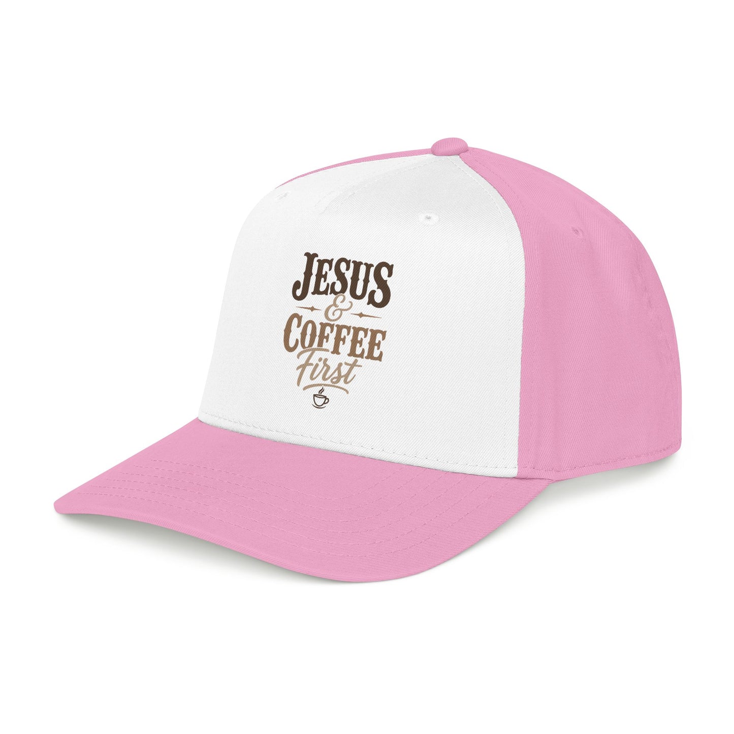 Jesus & Coffee First Mid Profile Baseball Cap | Christian Script Logo