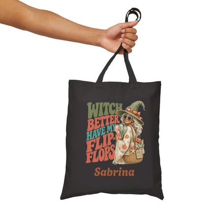 Witch Better Have My Flip Flops Tote Bag | Halloween Witch Illustration