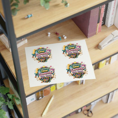 Completed One Domestic Side Quest Sticker Sheet | Cute Achievement Badge Stickers