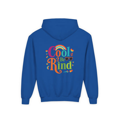 Cool 2 Be Kind Hoodie | Youth Hooded Sweatshirt, Colorful Rainbow Kindness Design