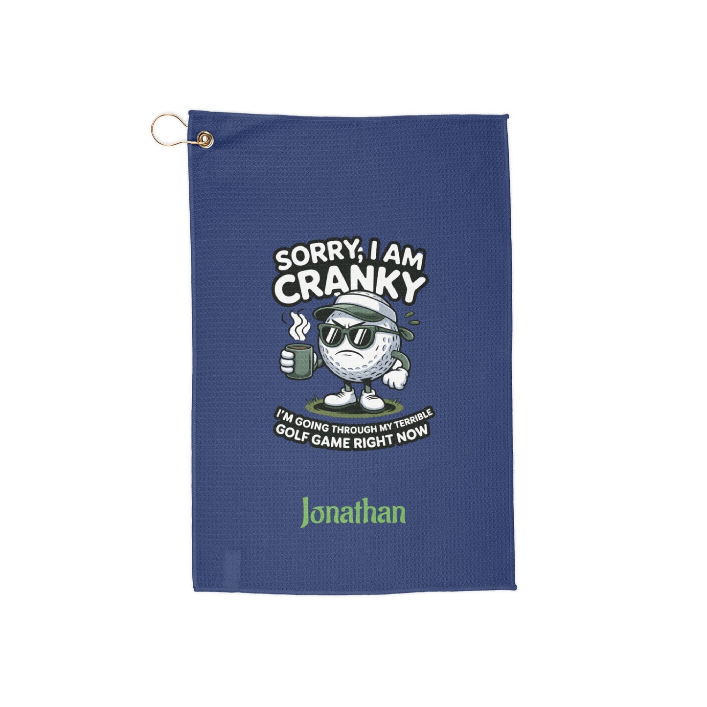 Cranky Golf Ball Cartoon towel | Golf Towel, Funny Golf Saying
