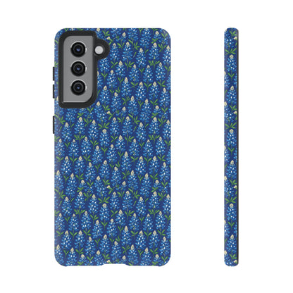 Phone Case, Texas Bluebonnet Tough Case, Navy Floral Phone Cover, Protective iPhone Case, Samsung Galaxy Case, Texas Wildflower Gift