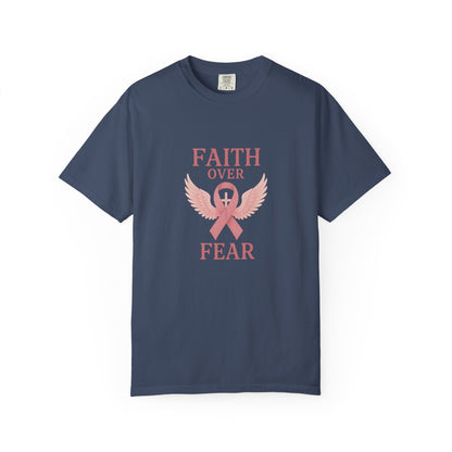 Faith Over Fear Unisex T-Shirt, Inspirational Shirt, Breast Cancer Awareness Tee, Gift for Support, Everyday Casual Wear