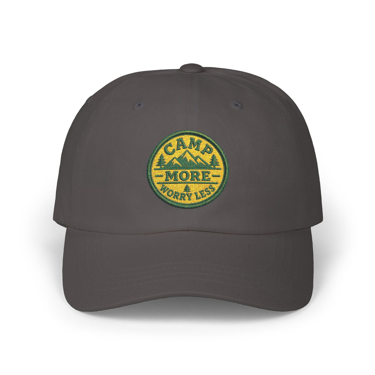 Camp More Worry Less Dad Cap | Embroidered Outdoor Patch Hat