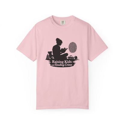 Raising Kids and Reading Crime T-shirt | Mom Reader Detective Design