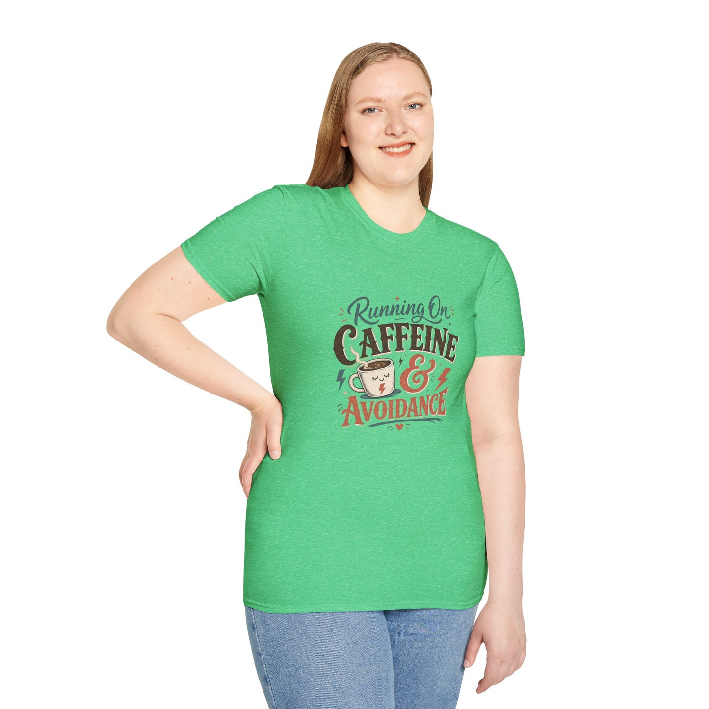 Running On Caffeine & Avoidance T-Shirt | Funny Coffee Quote Tee