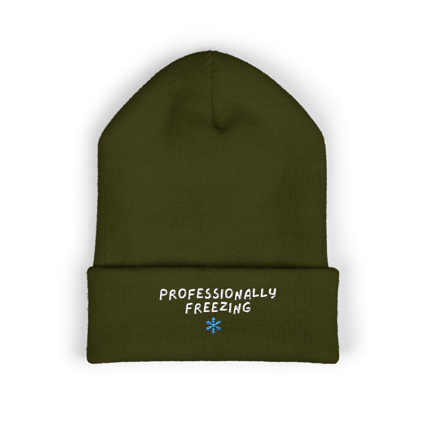 Professionally Freezing beanie | Cuffed Beanie Embroidered Snowflake