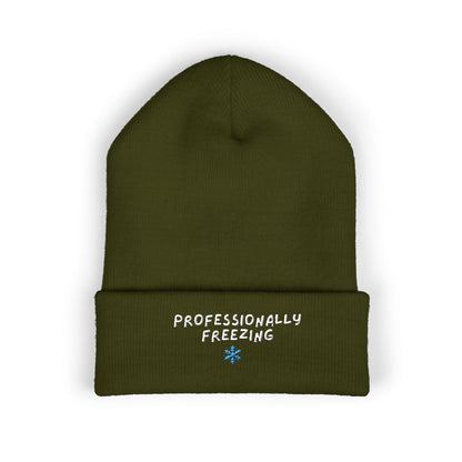 Professionally Freezing beanie | Cuffed Beanie Embroidered Snowflake