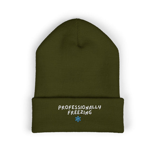Professionally Freezing beanie | Cuffed Beanie Embroidered Snowflake