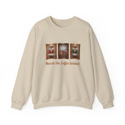 Coffee Soldier Nutcracker Crewneck Sweatshirt | March On, Coffee Soldier!