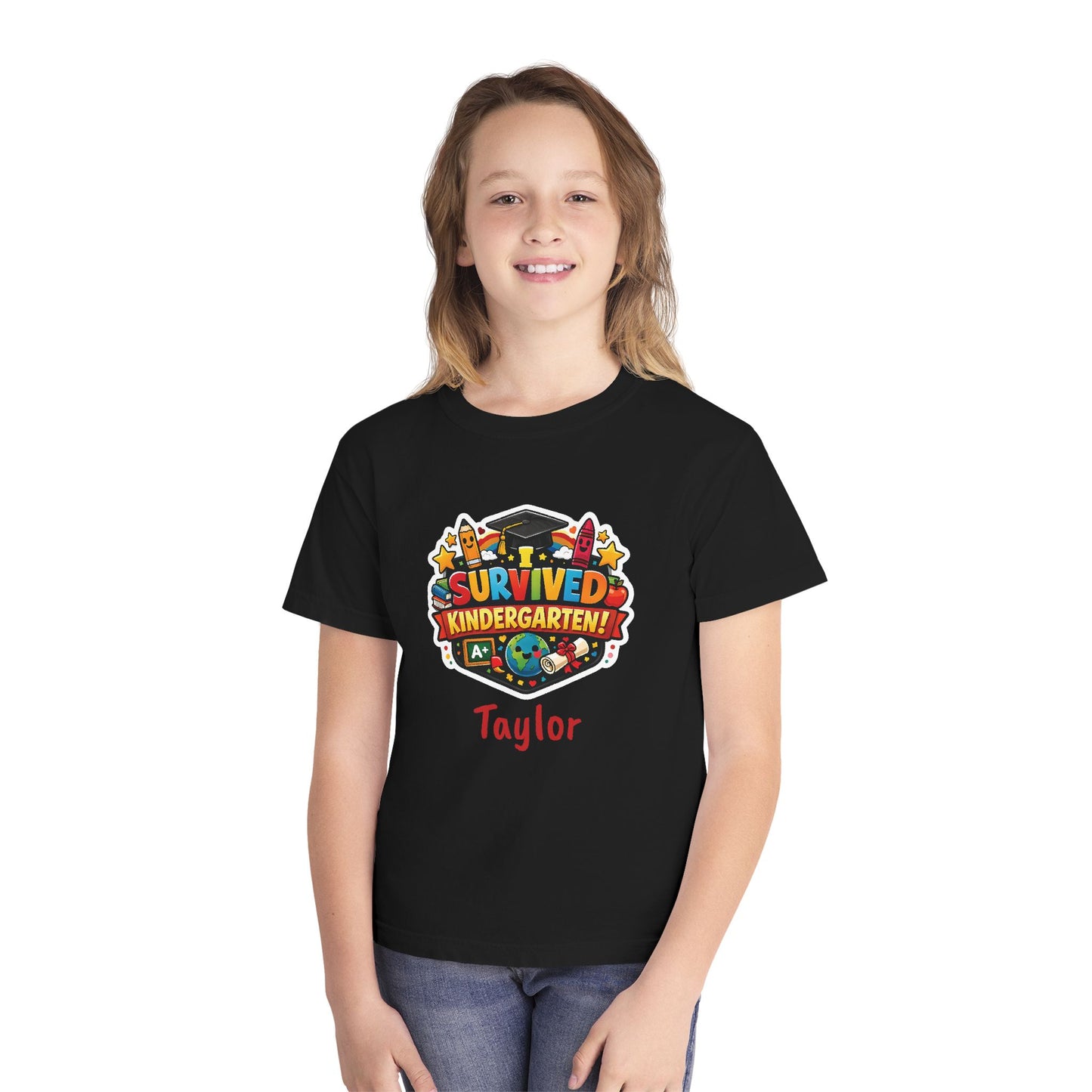 I Survived Kindergarten T-shirt | Kids Graduation Tee, Personalized Name Option