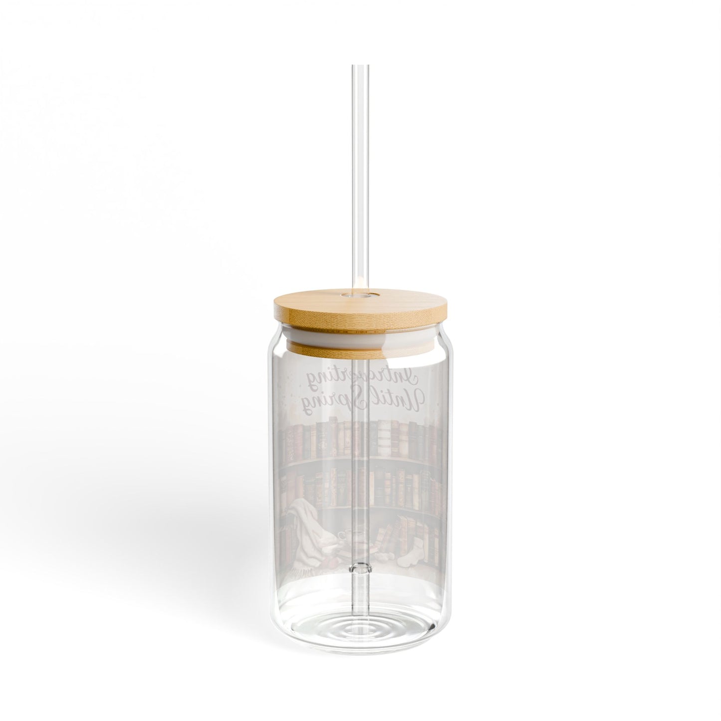 Introverted Sipper Glass, Cozy Reading Glass, 16oz Jar with Straw, Perfect Gift for Book Lovers and Introverts, Ideal for Home Decor