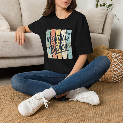 Mentally at the Beach T-Shirt | Retro Stripes, Sunglasses & Seashells