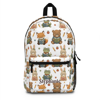 Woodland Reading Animals Backpack | Personalized Kids School Backpack