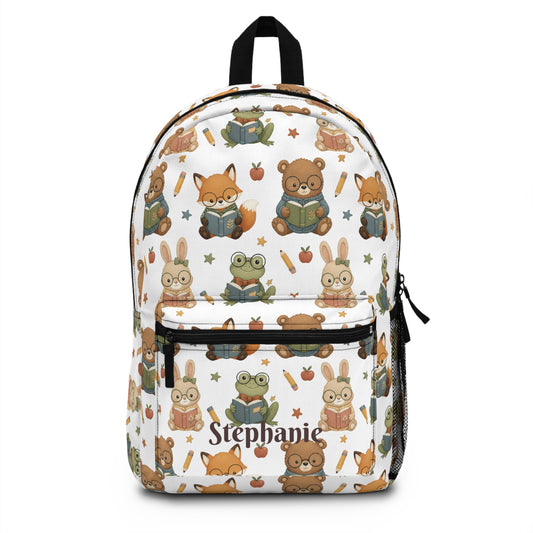 Woodland Reading Animals Backpack | Personalized Kids School Backpack