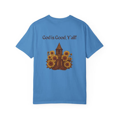 Unisex Sunflower Tee - Inspirational T-Shirt, God is Good Y'all, Casual Wear, Gift for Gardeners, Faith-Based Apparel