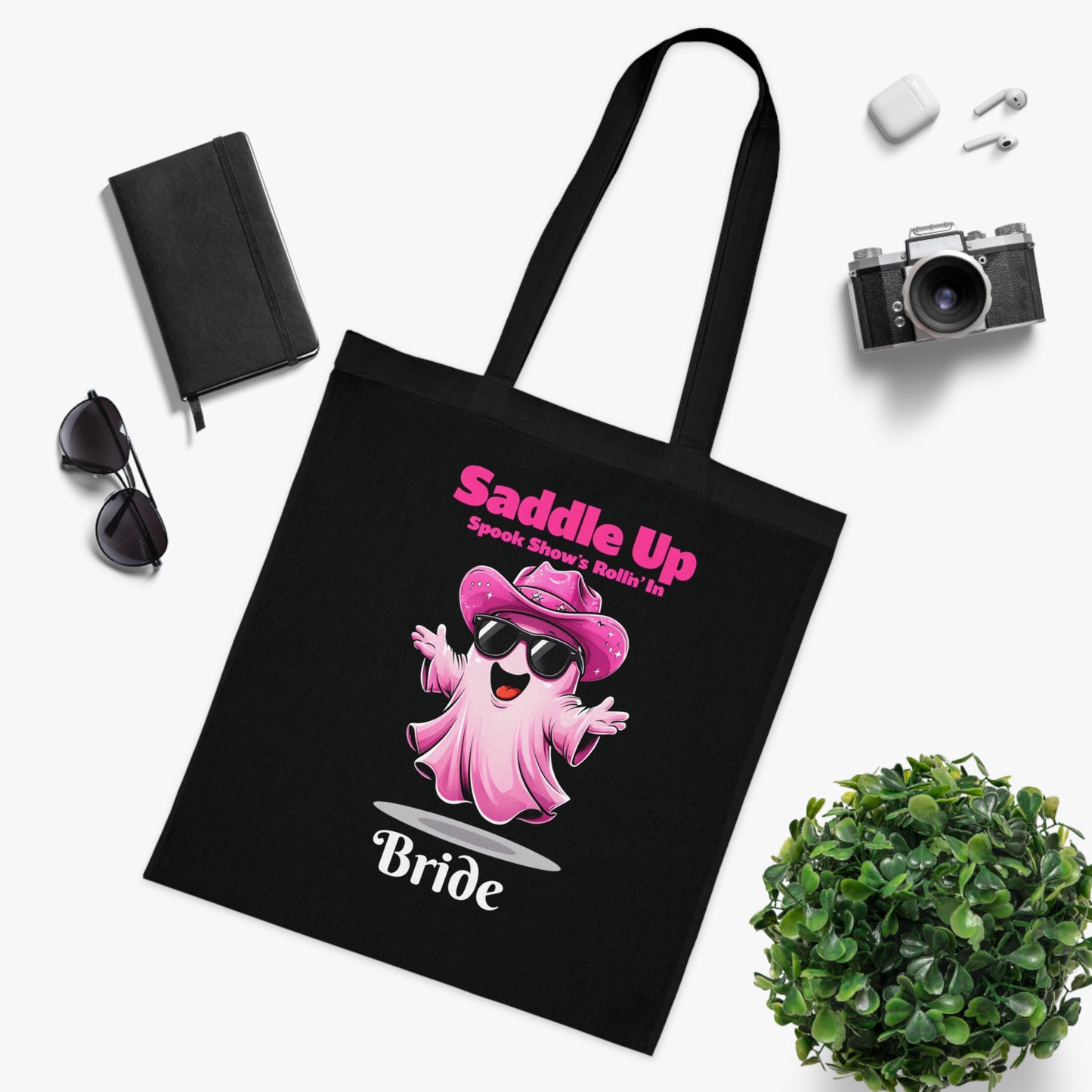 Bride's Ghostly Cotton Tote, Perfect for Bachelorette Parties, Bridal Showers, Halloween, Wedding Planning, Eco-Friendly Tote Bag