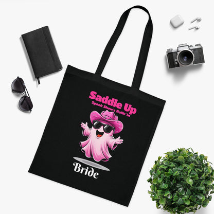 Bride's Ghostly Cotton Tote, Perfect for Bachelorette Parties, Bridal Showers, Halloween, Wedding Planning, Eco-Friendly Tote Bag