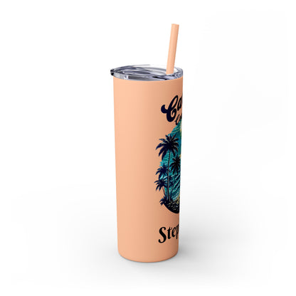 Travel Nurse Skinny Tumbler, Personalized with Name, Perfect Gift for Beach Lovers, Summer Adventures, Eco-Friendly Drinkware, Miami Theme