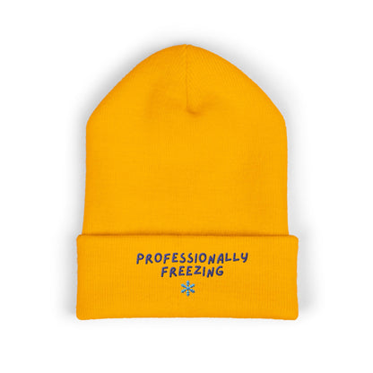 Professionally Freezing beanie | Cuffed Beanie Embroidered Snowflake