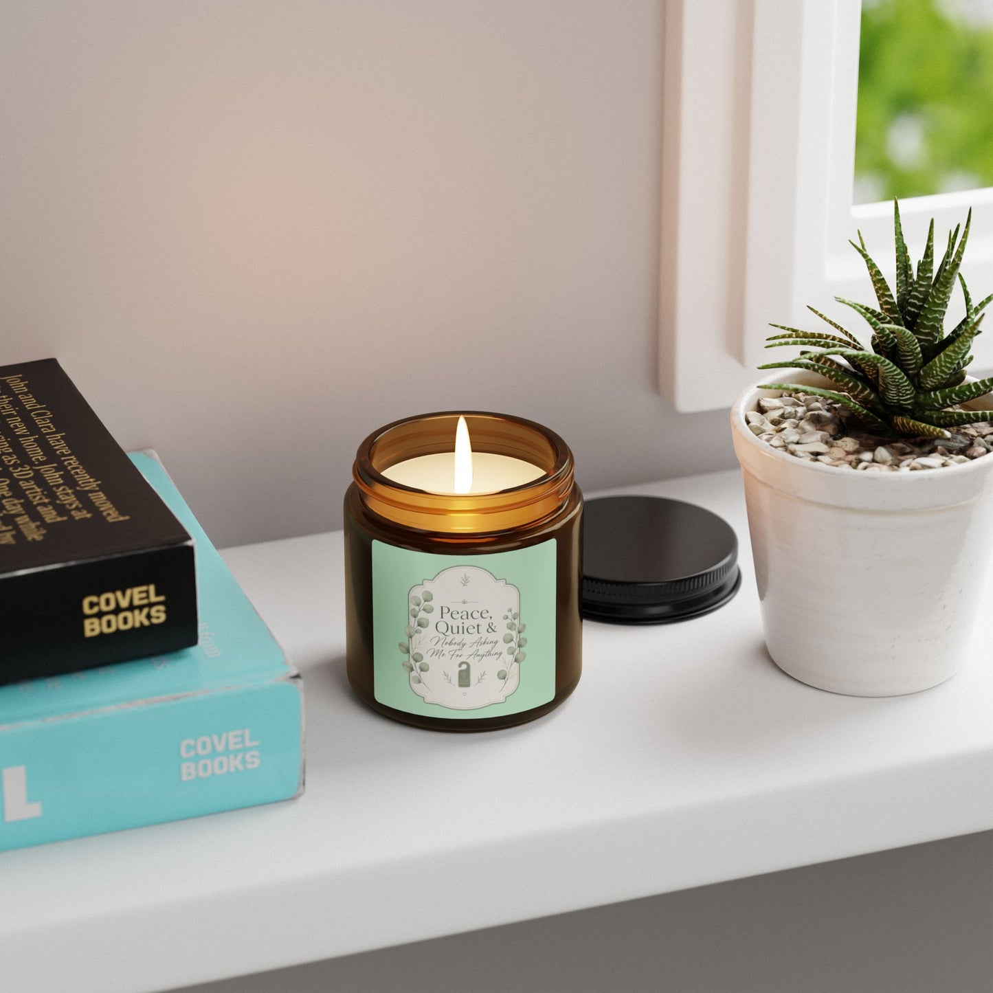 Peace Quiet & Candle Soy Candle | Amber Jar, Calming Botanical Scent