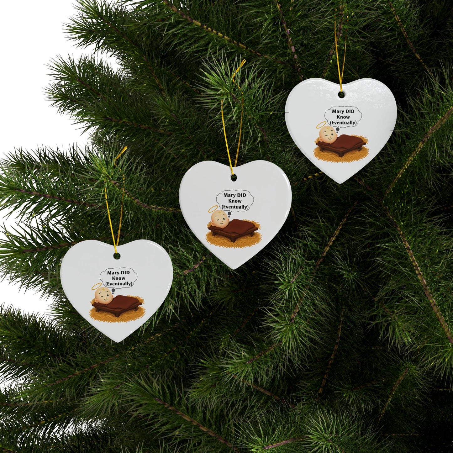 Ceramic Ornaments, Mary DID Know (Eventually) Humorous Christmas Ornament, Funny Xmas Decor, Holiday Gift, Christmas Tree Decoration,