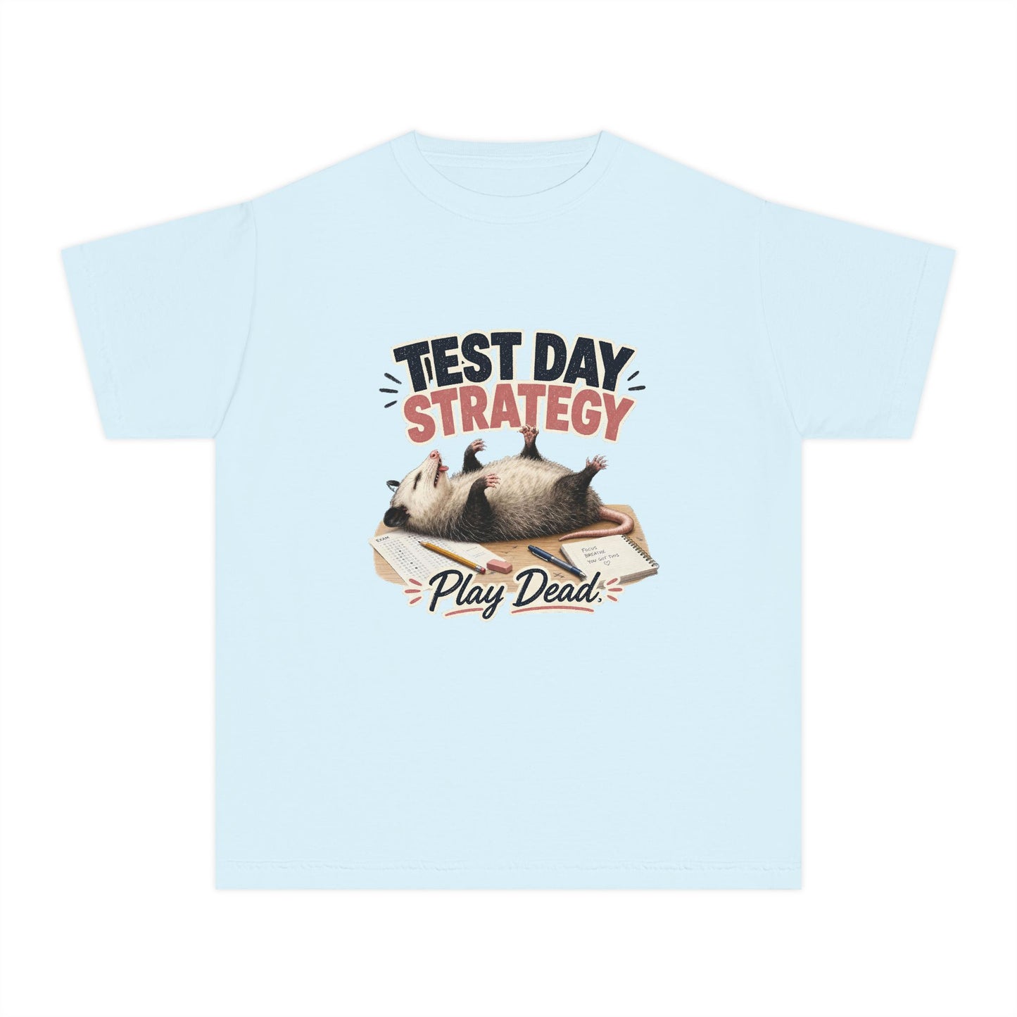 Test Day Strategy Play Dead Youth Tee | Possum Illustration, Back-to-School