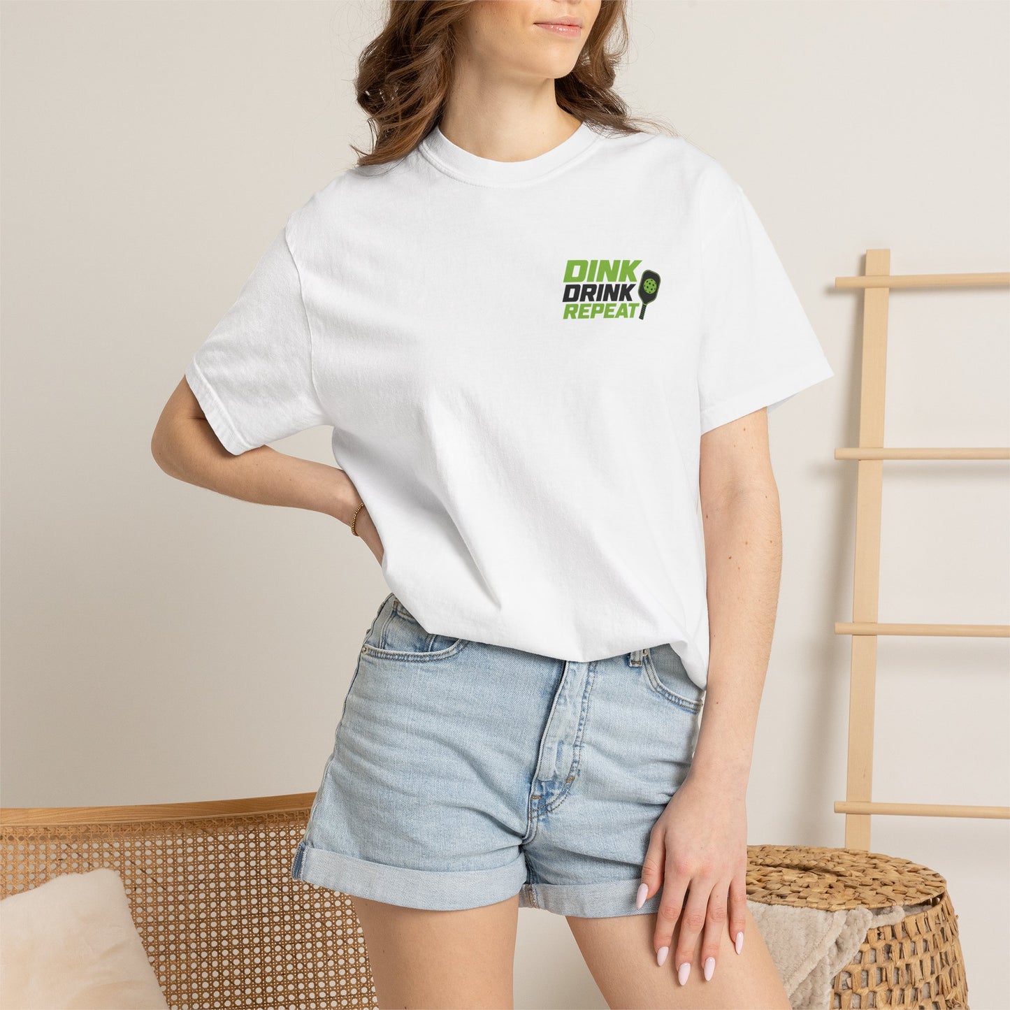 Dink Drink Repeat T-shirt | Pickleball Paddle Graphic