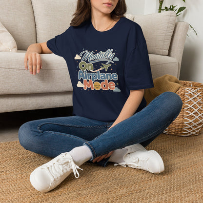 Mentally On Airplane Mode T-Shirt | Travel Plane Graphic