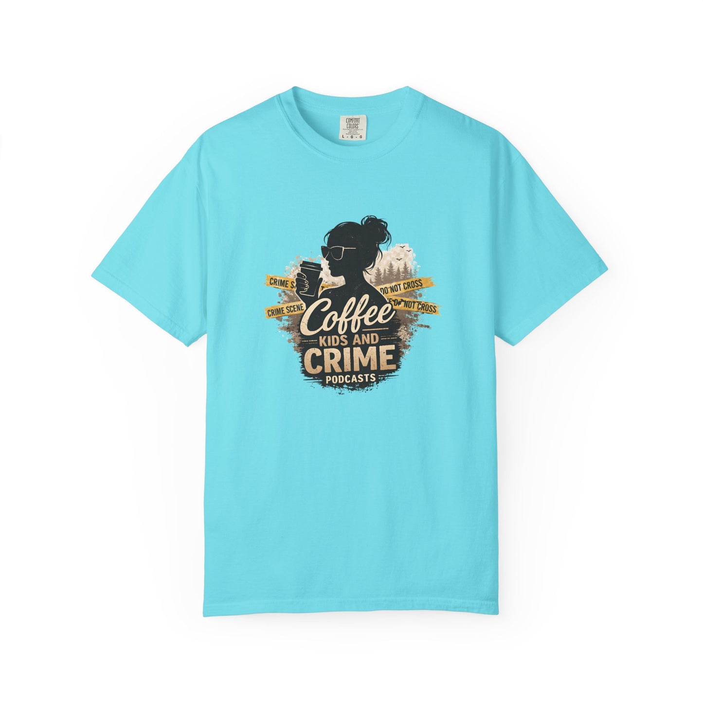 Coffee Kids and Crime Podcast Mom T-Shirt | Coffee Mug Silhouette Tee
